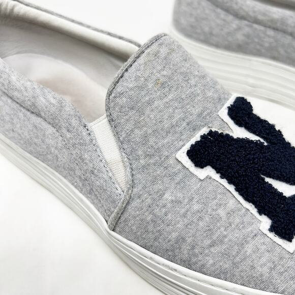 [Joshua Sanders] Gray Navy NY Felt Embroidered Slip On Platform Sneakers Size 10 - Picture 8 of 12